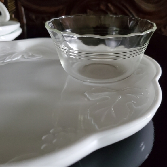 (2pc) Set "Harvest Milk Glass" Bright White Plate/Tray & Cup by Colony - Picture 5 of 12